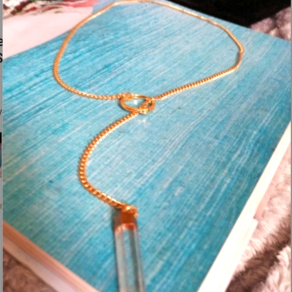 Jewelry - Gold Filled Snake & Clear Quartz Pendant Necklace